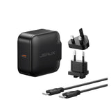 شاحن JSAUX CH6505 الأسود بقدرة 65W مع الكابل ومهايئات المقابس – الصورة 1